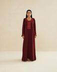 MAROON EMBROIDERED CAFTAN