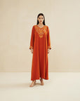 ORANGE EMBROIDERED CAFTAN