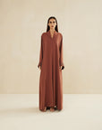 BROWN HAND EMBROIDERED LOOSE FIT CAFTAN