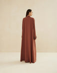 BROWN HAND EMBROIDERED LOOSE FIT CAFTAN