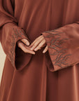 BROWN HAND EMBROIDERED LOOSE FIT CAFTAN