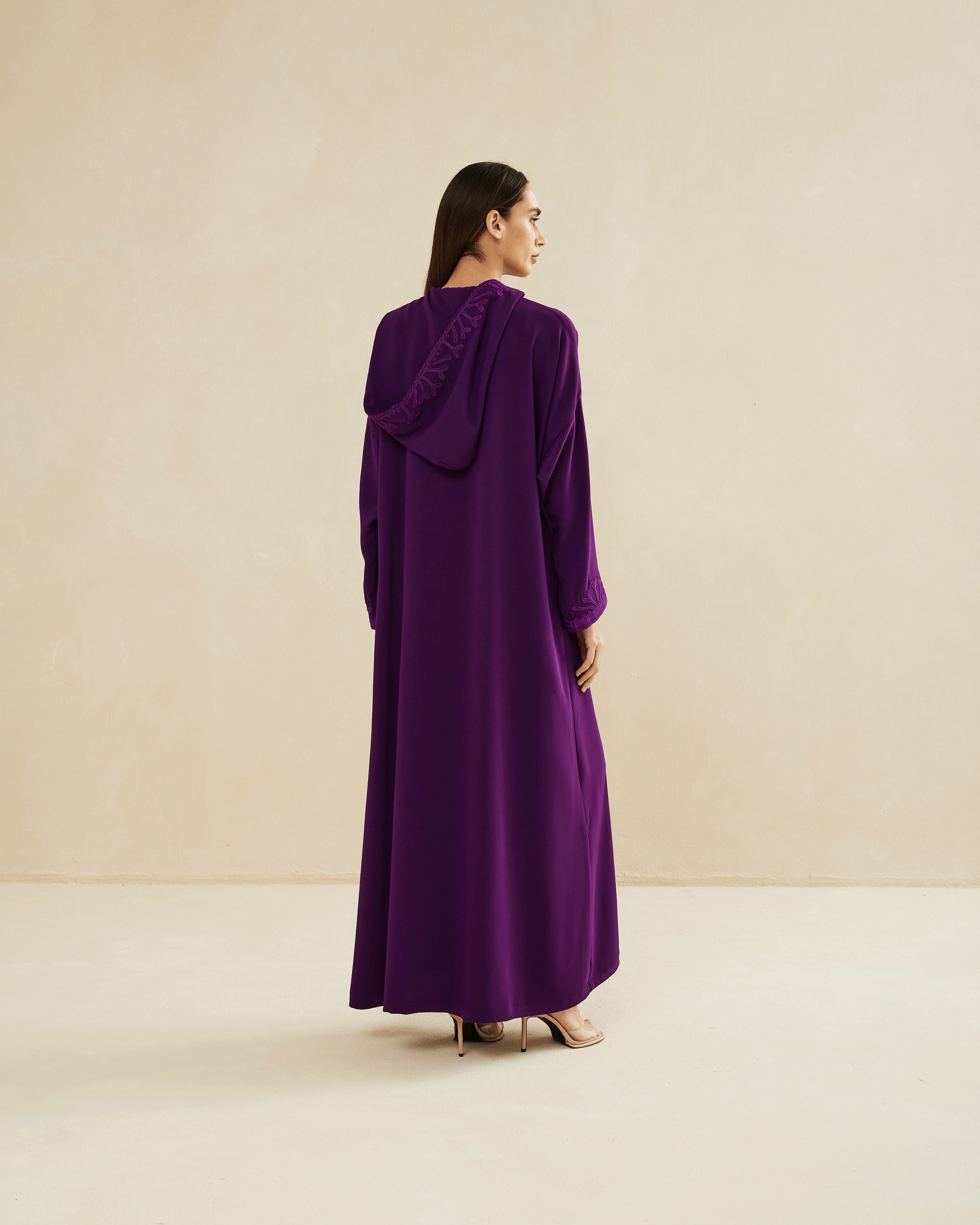 DARK PURPLE MOROCCAN EMBROIDERY HOODIE – caftansofficial