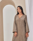 Brown Linen Embroidered Caftan