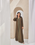 Olive Green Moroccan Style caftan with Hoodie