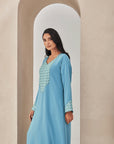 Teal Crepe Caftan