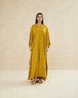 MUSTARD HAND EMBROIDERED LOOSE FIT CAFTAN