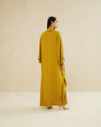 MUSTARD HAND EMBROIDERED LOOSE FIT CAFTAN