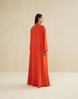 ORANGE HAND EMBROIDERED LOOSE FIT CAFTAN