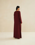 MAROON EMBROIDERED CAFTAN