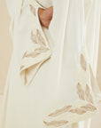 OFF WHITE HAND EMBROIDERED LOOSE FIT CAFTAN