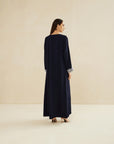 NAVY BLUE EMBROIDERED CAFTAN