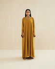 DARK MUSTARD HAND EMBROIDERED LOOSE FIT CAFTAN