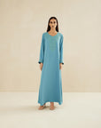 TEAL EMBROIDERED CAFTAN