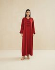 DARK RED EMBROIDERED CAFTAN