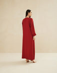 DARK RED EMBROIDERED CAFTAN