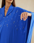 BLUE HAND EMBROIDERED LOOSE FIT CAFTAN