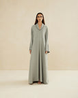 LIGHT GREY HAND EMBROIDERED LOOSE FIT CAFTAN