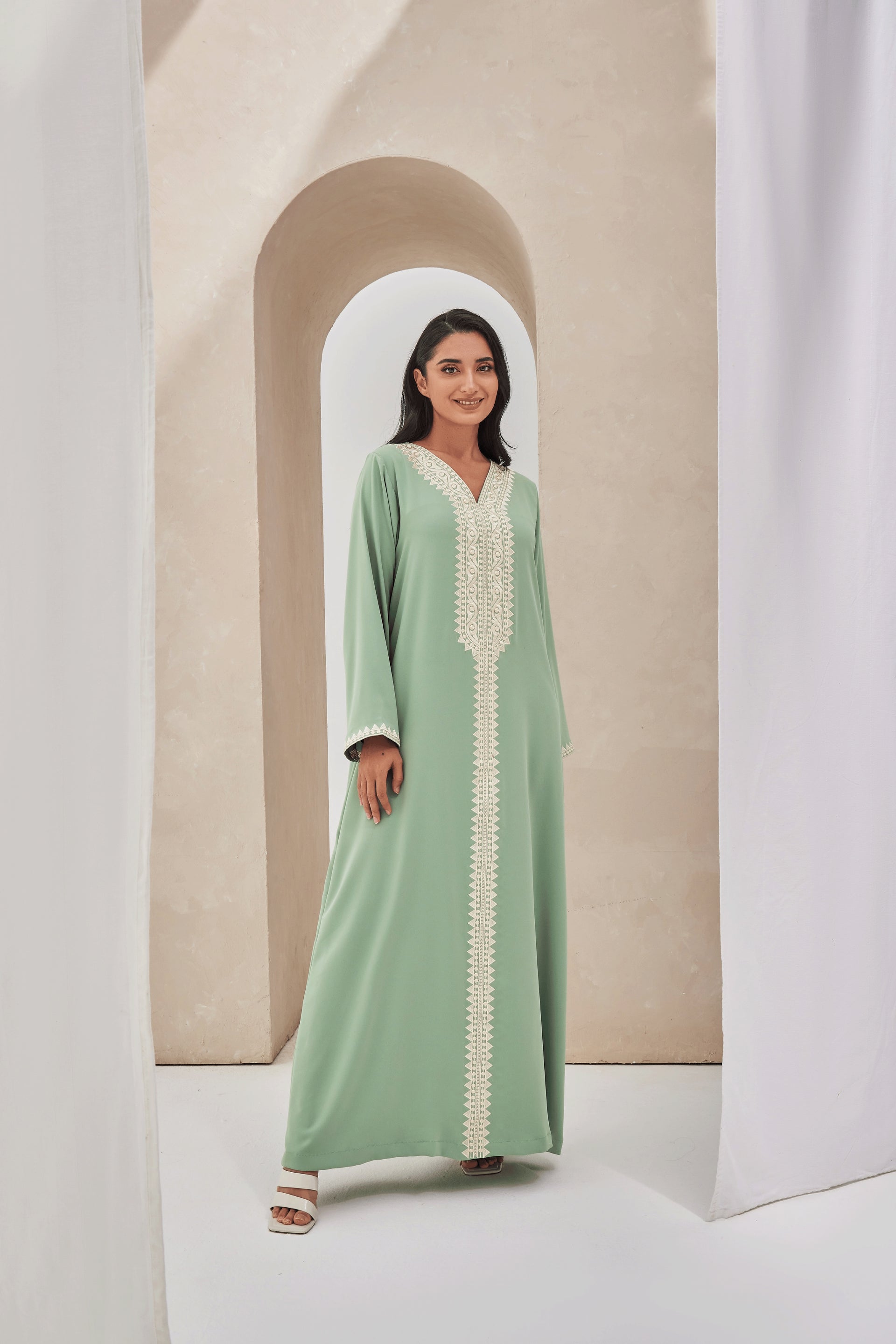 green emerald velvet dress Moroccan Green Kaftan of Dreams & Luxury L main image 1