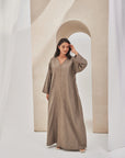 Brown Linen Embroidered Caftan