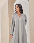 Grey Moroccan Style Caftan with Hoodie