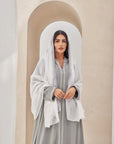 Grey Moroccan Style Caftan with Hoodie