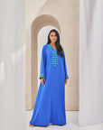 Bright Blue Crepe Caftan