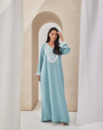 Teal Crepe Caftan