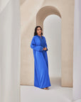 Bright Blue Moroccan Style caftan with Hoodie