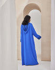 Bright Blue Moroccan Style caftan with Hoodie