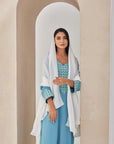 Teal Crepe Caftan