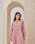 Coral Moroccan Crepe Caftan