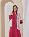 Dark Pink Moroccan Style caftan with Hoodie